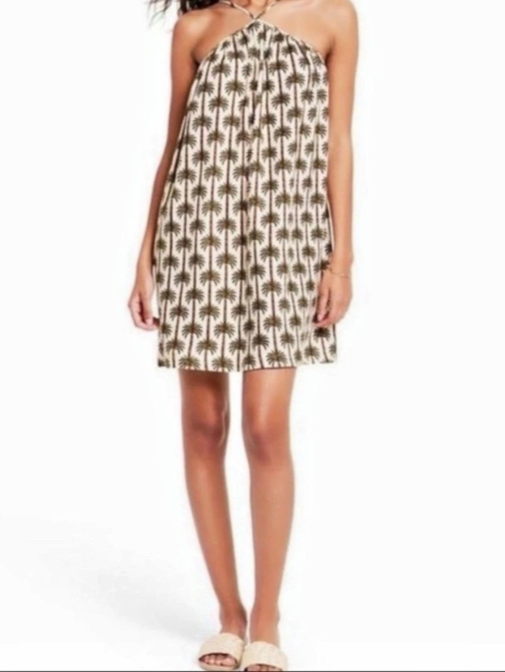 Agua Bendita for Target Palm Print Cover Up Dress Cream & Brown Size M
